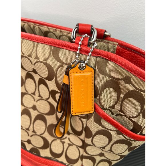Coach 23297 Park Signature C Print Carrie Tote Shoulder Bag Purse Vermilion - Picture 2 of 16